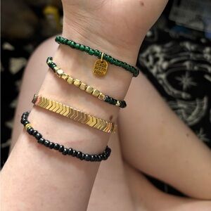 Emerald Luxe Stack Set – Gold & Black Bracelet Bundle | Gourley Collection
